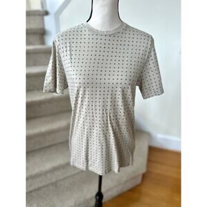 Theory Men's "Seed" Beige Dot "Clean" T-Shirt Crewneck Short Sleeve